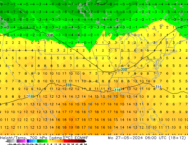 Height/Temp. 700 hPa ECMWF  27.05.2024 06 UTC