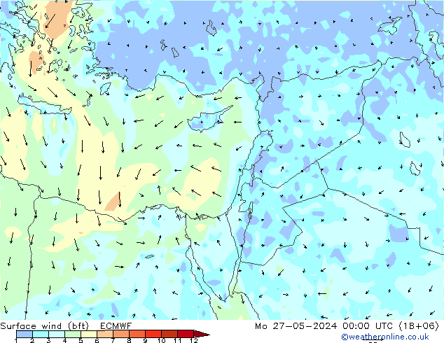  10 m (bft) ECMWF  27.05.2024 00 UTC