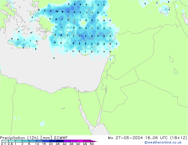Precipitazione (12h) ECMWF lun 27.05.2024 06 UTC