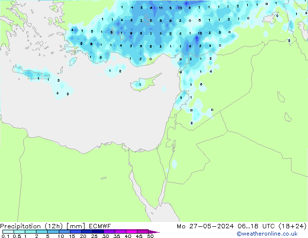Precipitation (12h) ECMWF Mo 27.05.2024 18 UTC