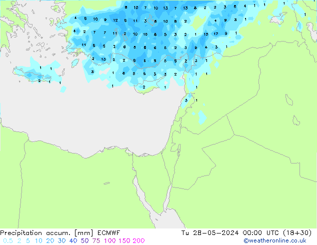 Precipitation accum. ECMWF Ter 28.05.2024 00 UTC