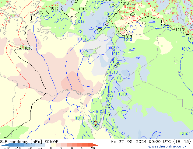 тенденция давления ECMWF пн 27.05.2024 09 UTC