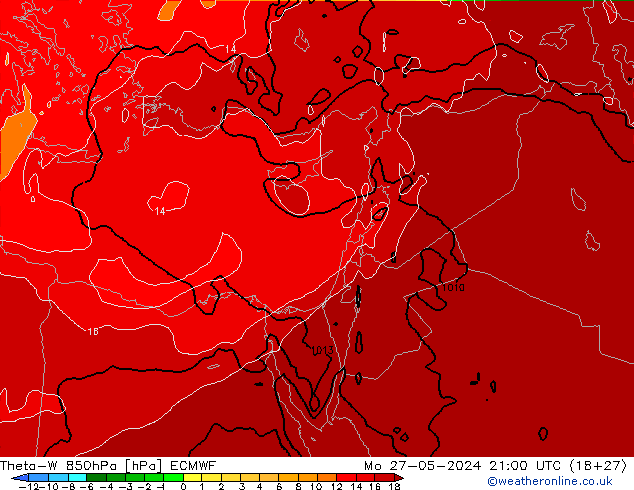 Theta-W 850hPa ECMWF lun 27.05.2024 21 UTC