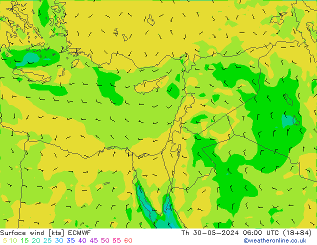 Vent 10 m ECMWF jeu 30.05.2024 06 UTC