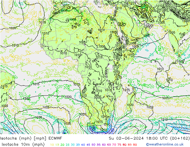 Isotachs (mph) ECMWF Su 02.06.2024 18 UTC