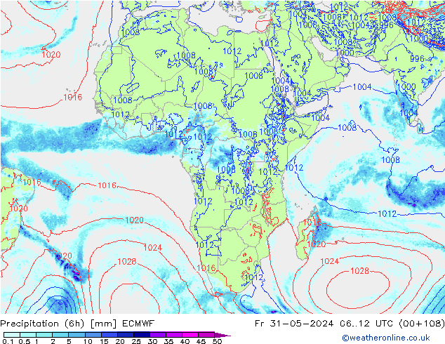 Z500/Rain (+SLP)/Z850 ECMWF ven 31.05.2024 12 UTC