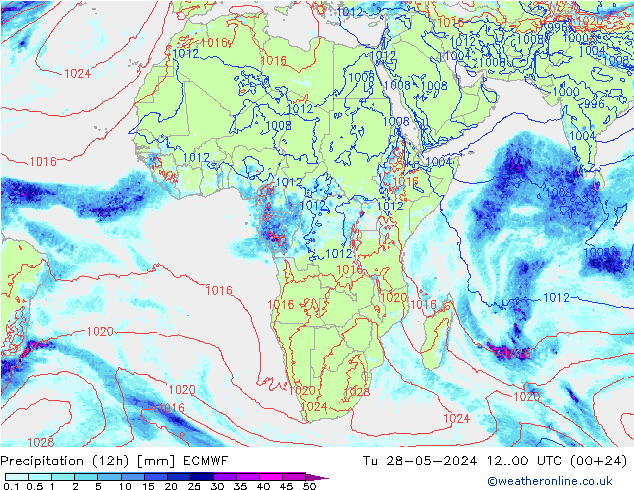 Precipitazione (12h) ECMWF mar 28.05.2024 00 UTC