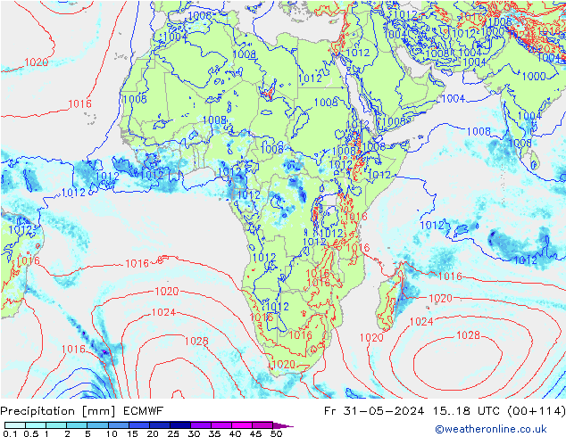 Neerslag ECMWF vr 31.05.2024 18 UTC