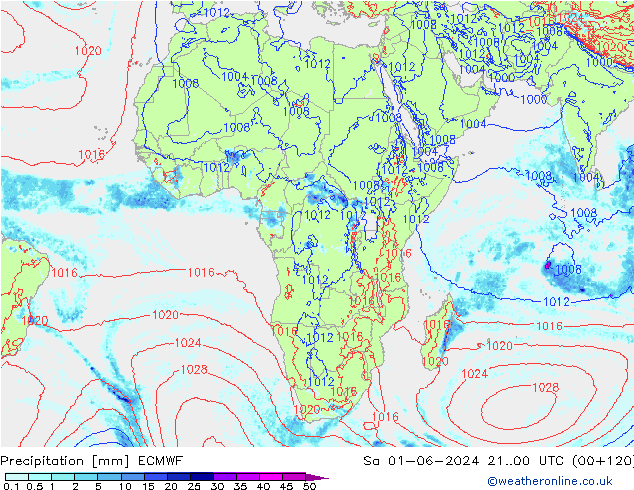 Srážky ECMWF So 01.06.2024 00 UTC