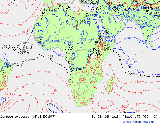 приземное давление ECMWF вт 28.05.2024 18 UTC