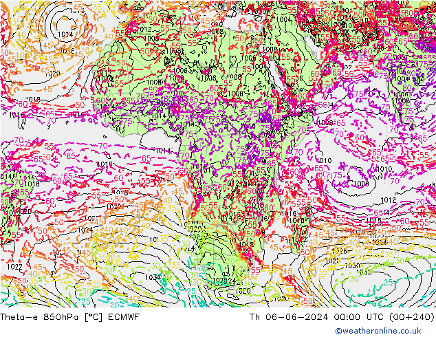 Theta-e 850hPa ECMWF  06.06.2024 00 UTC