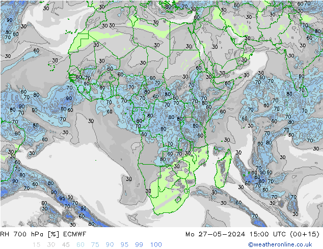 Humedad rel. 700hPa ECMWF lun 27.05.2024 15 UTC