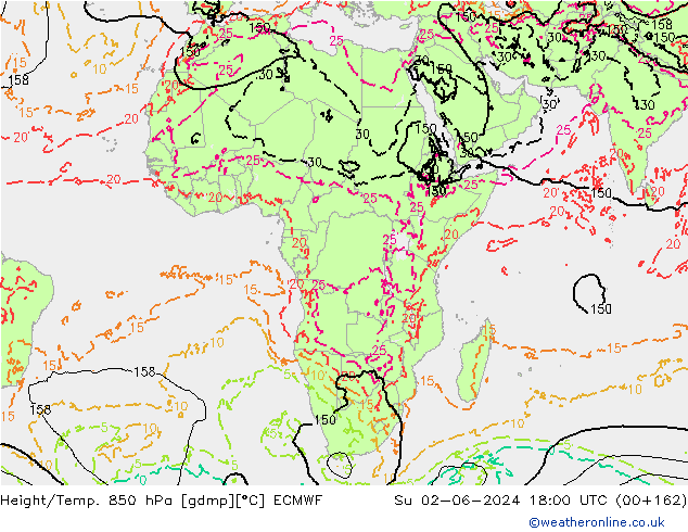 Z500/Rain (+SLP)/Z850 ECMWF So 02.06.2024 18 UTC