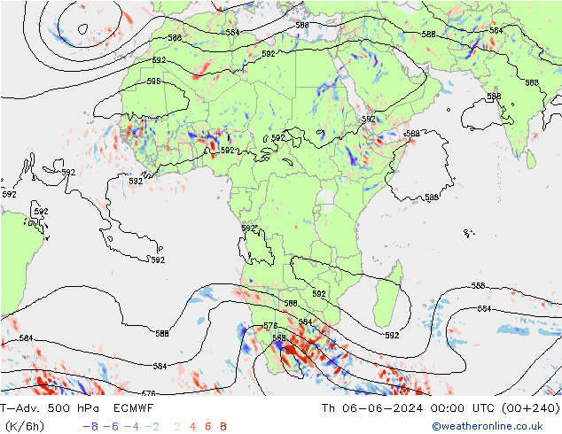 T-Adv. 500 hPa ECMWF Th 06.06.2024 00 UTC