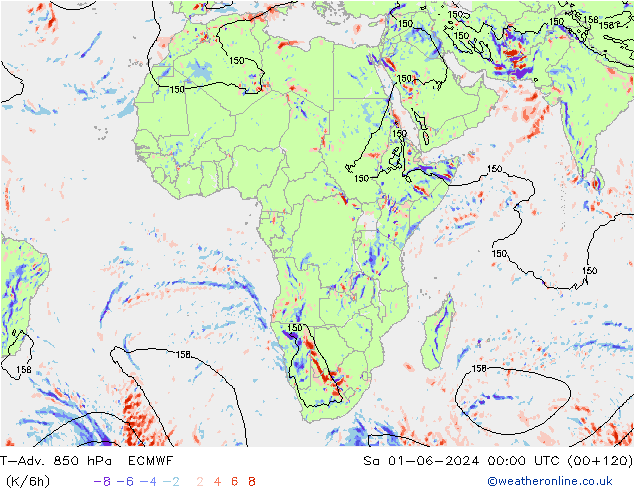 T-Adv. 850 hPa ECMWF za 01.06.2024 00 UTC
