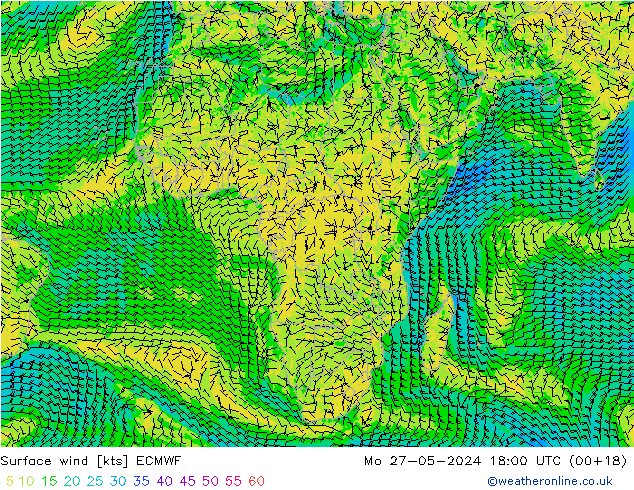 Vento 10 m ECMWF lun 27.05.2024 18 UTC