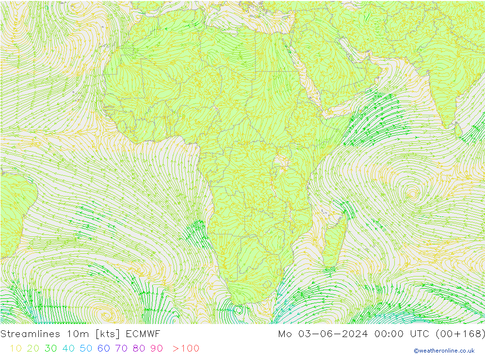 Stroomlijn 10m ECMWF ma 03.06.2024 00 UTC