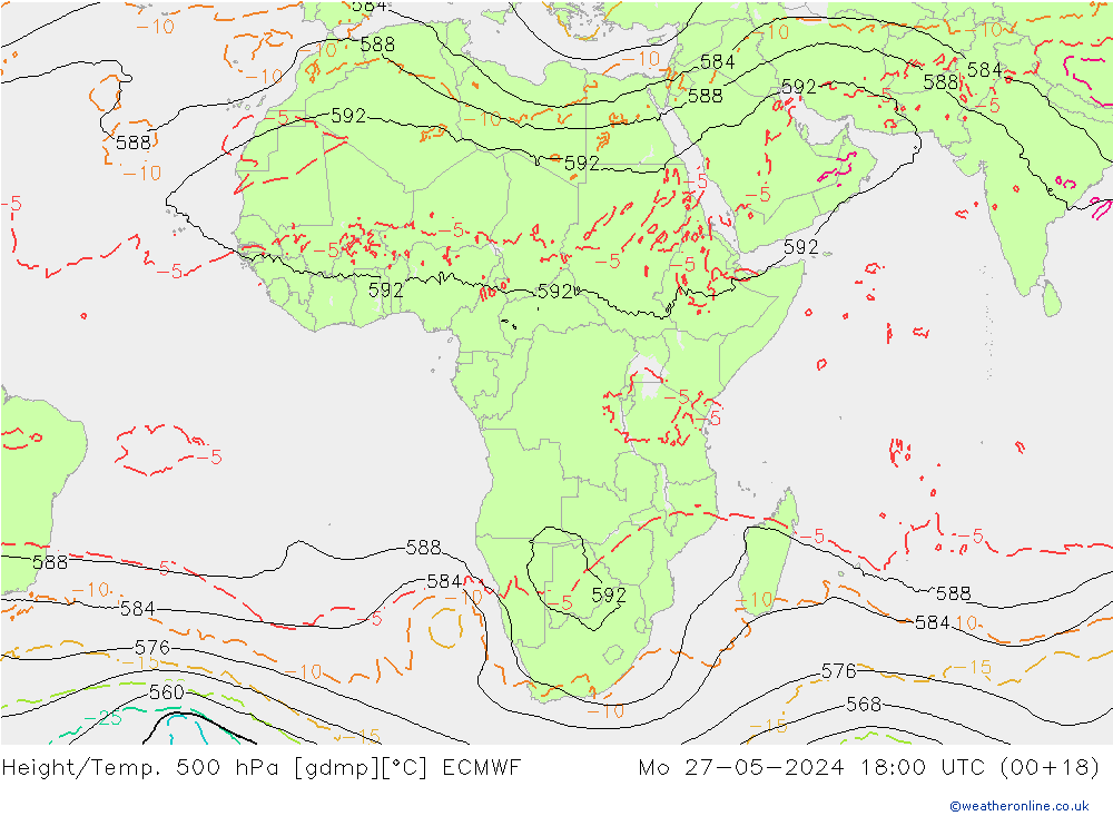 Z500/Rain (+SLP)/Z850 ECMWF pon. 27.05.2024 18 UTC