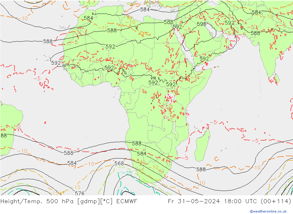 Z500/Rain (+SLP)/Z850 ECMWF Fr 31.05.2024 18 UTC