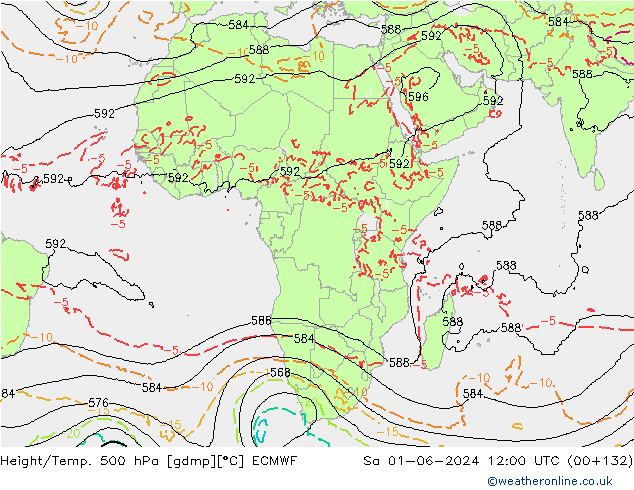 Z500/Rain (+SLP)/Z850 ECMWF Sáb 01.06.2024 12 UTC