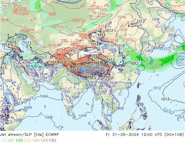 Jet stream/SLP ECMWF Fr 31.05.2024 12 UTC