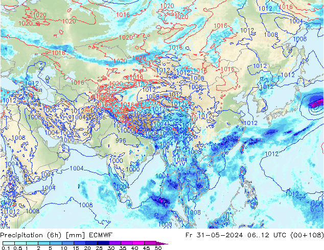 Z500/Rain (+SLP)/Z850 ECMWF ven 31.05.2024 12 UTC