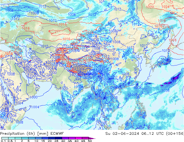Precipitação (6h) ECMWF Dom 02.06.2024 12 UTC
