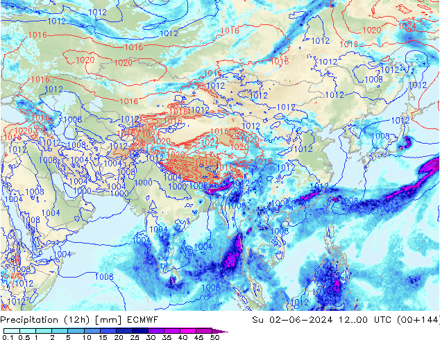 Precipitação (12h) ECMWF Dom 02.06.2024 00 UTC