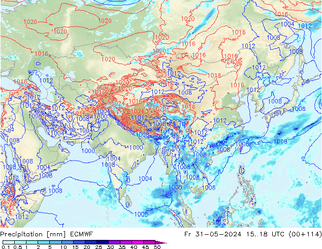 Neerslag ECMWF vr 31.05.2024 18 UTC