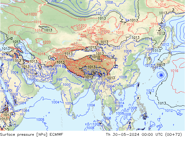 Presión superficial ECMWF jue 30.05.2024 00 UTC