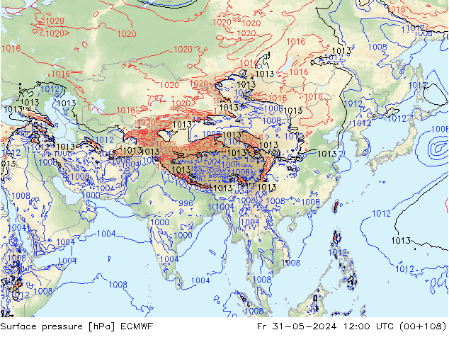 Surface pressure ECMWF Fr 31.05.2024 12 UTC