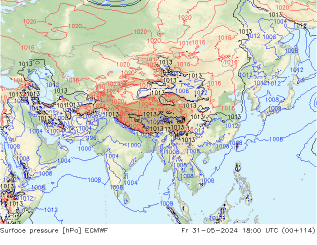 Surface pressure ECMWF Fr 31.05.2024 18 UTC