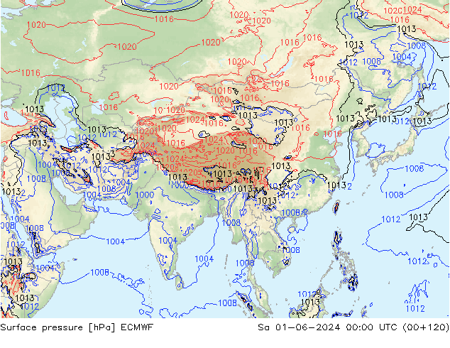 Pressione al suolo ECMWF sab 01.06.2024 00 UTC