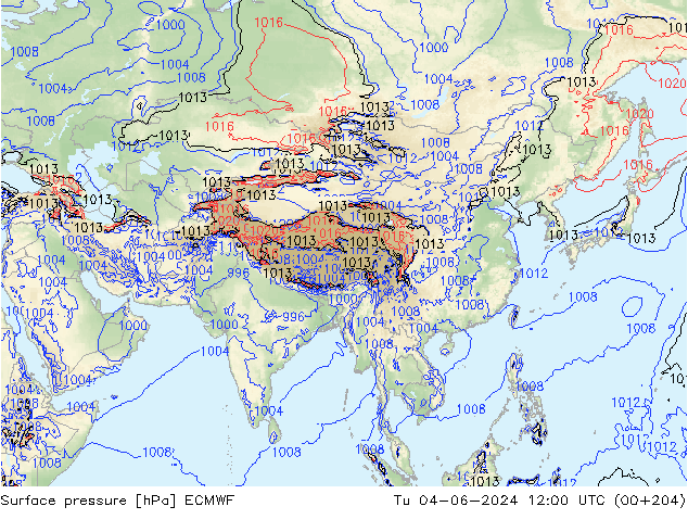 Bodendruck ECMWF Di 04.06.2024 12 UTC