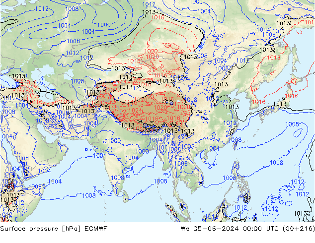 Luchtdruk (Grond) ECMWF wo 05.06.2024 00 UTC