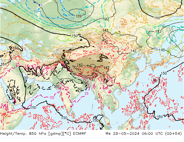 Z500/Rain (+SLP)/Z850 ECMWF We 29.05.2024 06 UTC