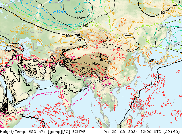 Z500/Rain (+SLP)/Z850 ECMWF St 29.05.2024 12 UTC