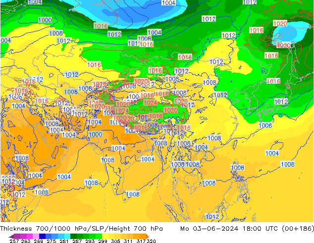 Dikte700-1000 hPa ECMWF ma 03.06.2024 18 UTC