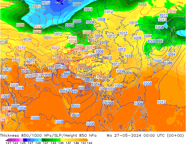 Schichtdicke 850-1000 hPa ECMWF Mo 27.05.2024 00 UTC