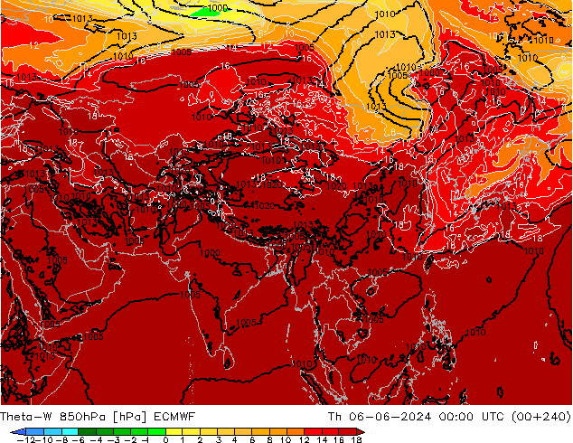 Theta-W 850hPa ECMWF Čt 06.06.2024 00 UTC