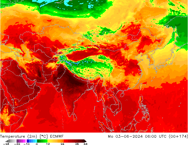 Temperature (2m) ECMWF Po 03.06.2024 06 UTC