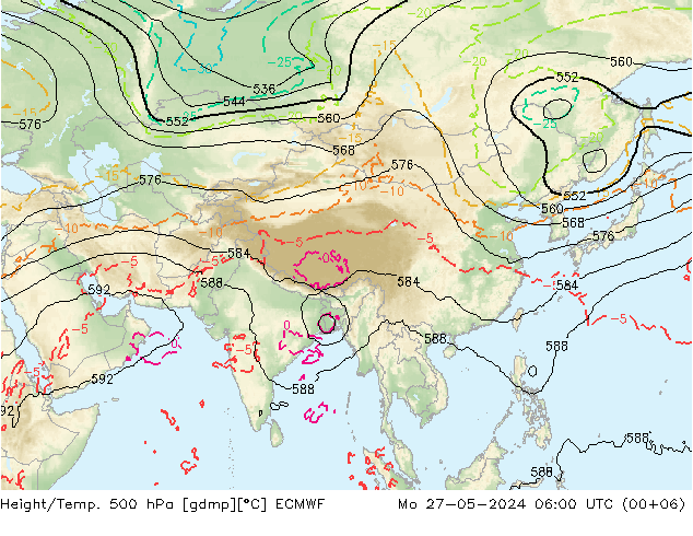 Z500/Rain (+SLP)/Z850 ECMWF lun 27.05.2024 06 UTC