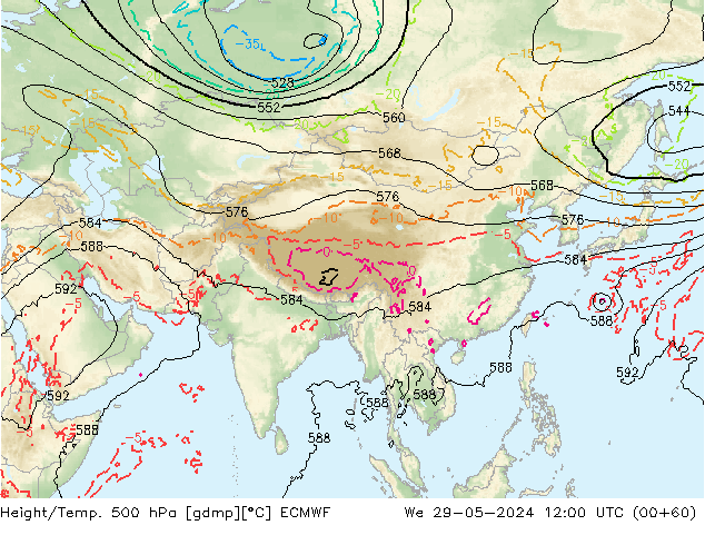 Z500/Rain (+SLP)/Z850 ECMWF St 29.05.2024 12 UTC