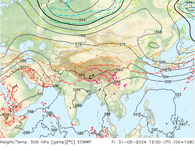 Z500/Rain (+SLP)/Z850 ECMWF ven 31.05.2024 12 UTC