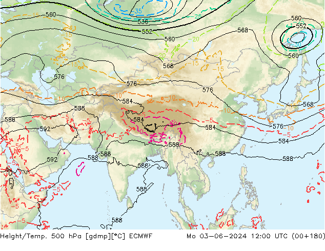 Z500/Rain (+SLP)/Z850 ECMWF Mo 03.06.2024 12 UTC