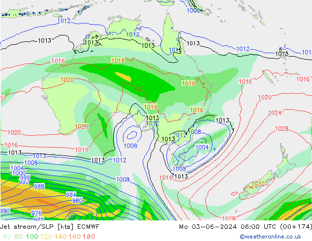 Corriente en chorro ECMWF lun 03.06.2024 06 UTC