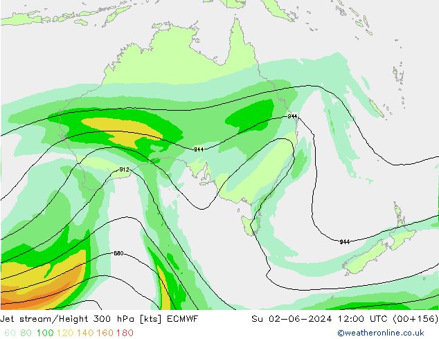 Jet stream/Height 300 hPa ECMWF Su 02.06.2024 12 UTC