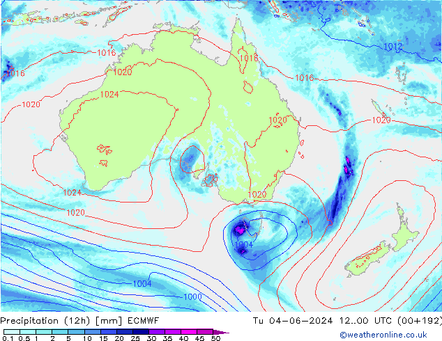 Precipitación (12h) ECMWF mar 04.06.2024 00 UTC