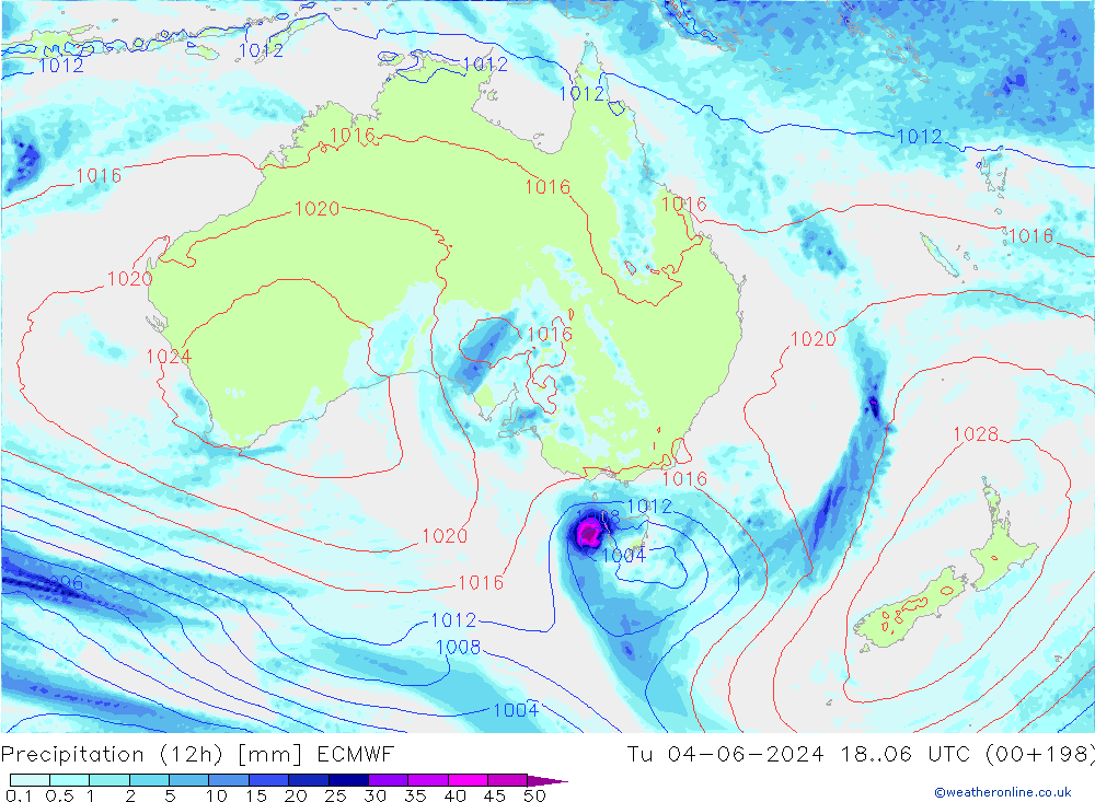 Precipitation (12h) ECMWF Tu 04.06.2024 06 UTC