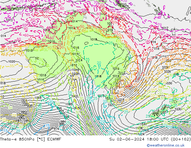 Theta-e 850hPa ECMWF nie. 02.06.2024 18 UTC